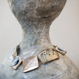 Silver necklace - vintage ceramic