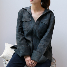 Ebony dyed hemp shirt, dark gray