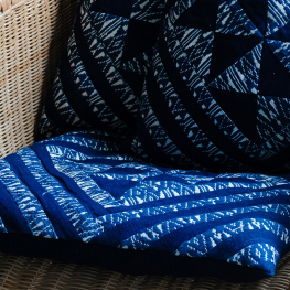 Patch work cushion pad cover - Indigo