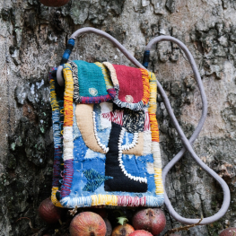 Spine and stitch hand-stitched natural dyed pouch bag - 5