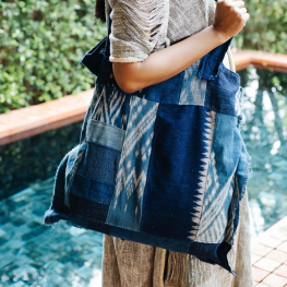 Cotton patched hand bag