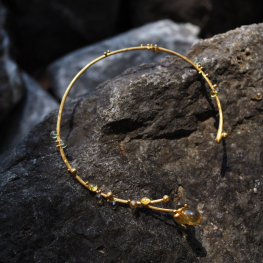 Drop of life necklace, brass with 14k gold plated, matt finishing cast resin