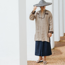 Ebony dyed hemp long jacket