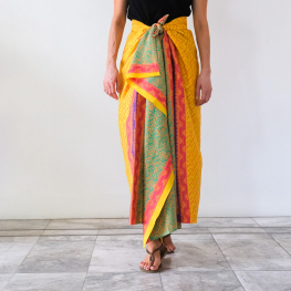 Hand painted Batik SARONG Yellow & green
