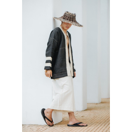 Black hemp with white hand trimmed jacket