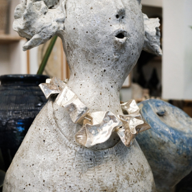 Silver necklace - organic shape