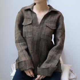 Ebony dyed hemp shirt, brown