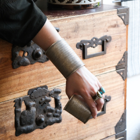 Chevron wide silver cuff bracelet