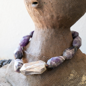 Natural amethyst and silver necklace