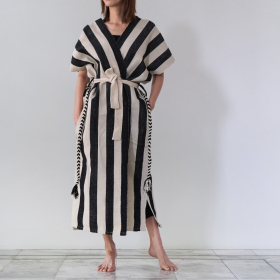 Karen B&W stripe robe