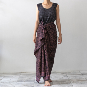 Black & light orange hand-painted batik sarong