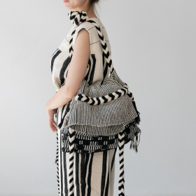 Folded Striped Shoulder Bag