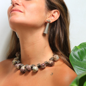 Jasper and silver necklace
