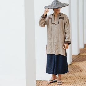 Ebony dyed hemp long jacket