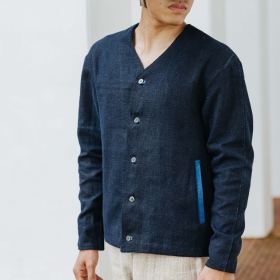 Navy blue hemp jacket