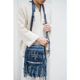Hand weaving hemp and silk bag with Hmong batik