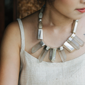 Crystal quartz with silver necklace 