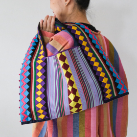 Lahu applique hand-stitched Yam, yellow & lavender