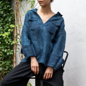 Indigo dyed hemp shirt